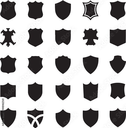 Set of shields vector on white background