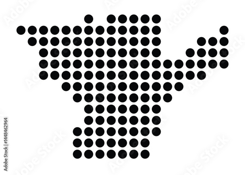 Symbol Map Of the City Halberstadt (Germany) showing the city with a pattern of just a few black dots