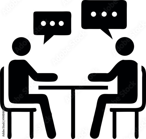 Silhouette meeting icon — vector representation of a formal gathering, suitable for event planning, business agendas, or corporate strategy.