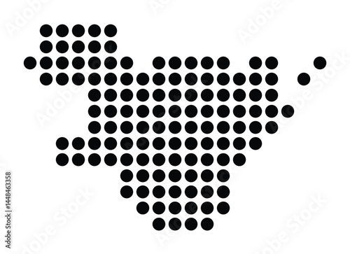 Symbol Map Of the City Henstedt-Ulzburg (Germany) showing the city with a pattern of just a few black dots