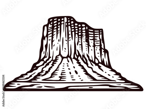 Monument valley butte in a bold black and white.