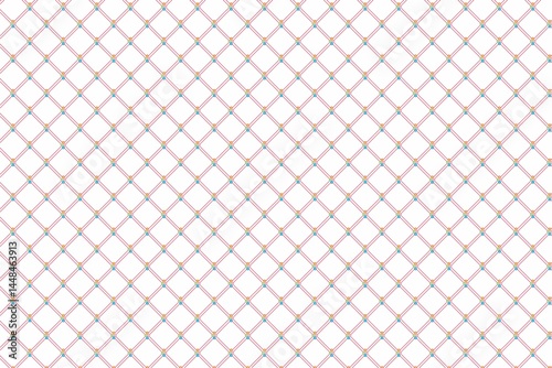 Seamless Geometric Diamond Grid Pattern Featuring Intersecting Diagonal Lines And Colorful Circle Nodes. Ideal For Digital Textiles, Backgrounds, Wrapping Paper, Abstract And Modern Packaging Designs