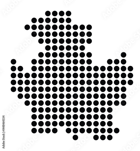 Symbol Map Of the City Kamp-Lintfort (Germany) showing the city with a pattern of just a few black dots