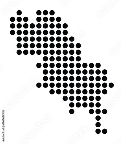 Symbol Map Of the City Kelkheim (Taunus) (Germany) showing the city with a pattern of just a few black dots