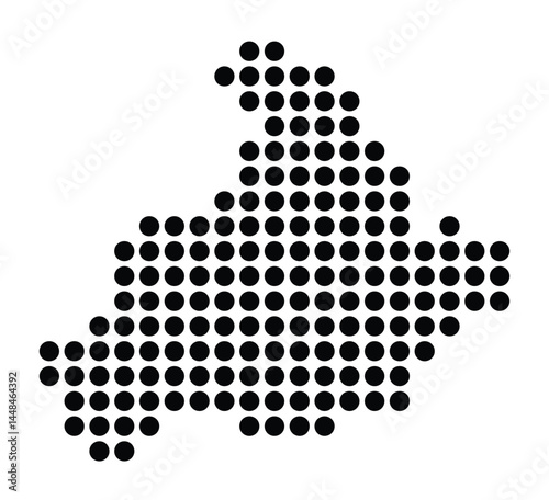 Symbol Map Of the City Kevelaer (Germany) showing the city with a pattern of just a few black dots