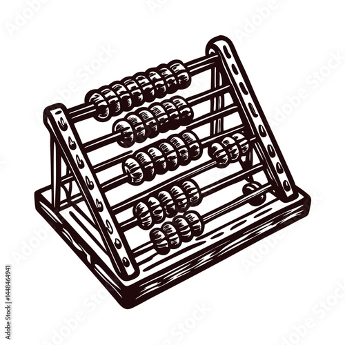 Vintage wooden abacus with multiple rows of beads for calculations and learning.
