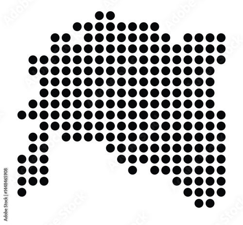 Symbol Map Of the City Meschede (Germany) showing the city with a pattern of just a few black dots