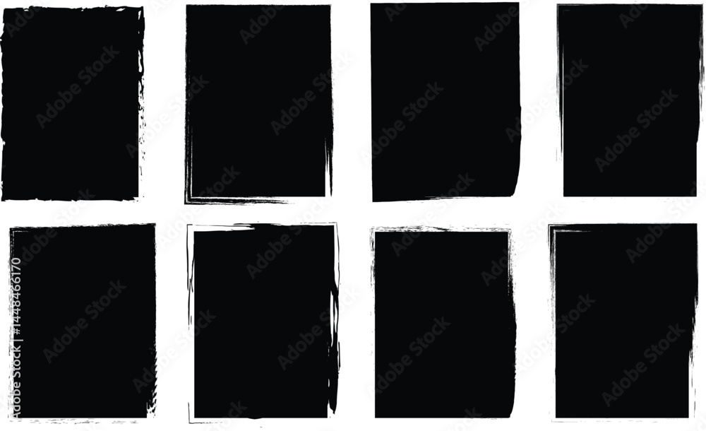 Ink Brush Stroke Elements – Grunge Circles, Squares, and Frames