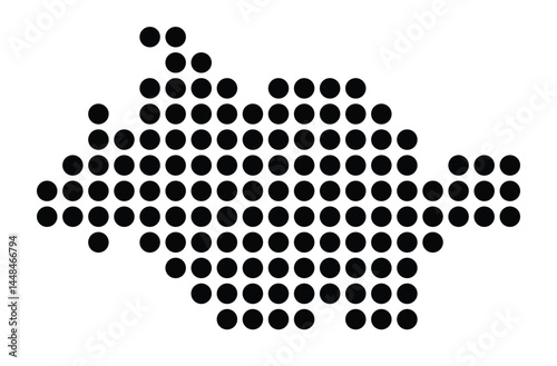 Symbol Map Of the City Overath (Germany) showing the city with a pattern of just a few black dots