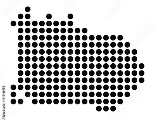 Symbol Map Of the City Papenburg (Germany) showing the city with a pattern of just a few black dots