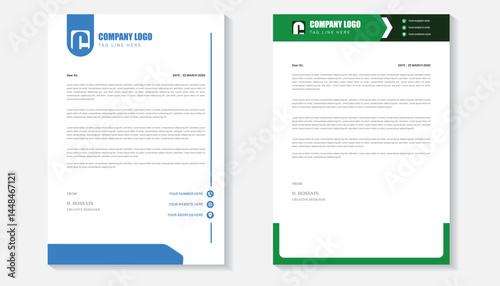 Modern creative clean business style letterhead bundle of your corporate design. Modern minimal style business letterhead in abstract design.