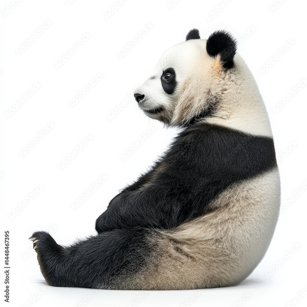 Naklejka premium Hyperrealistic Full-Length Panda in Profile View