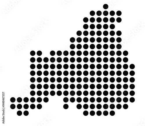 Symbol Map Of the City Rödermark (Germany) showing the city with a pattern of just a few black dots