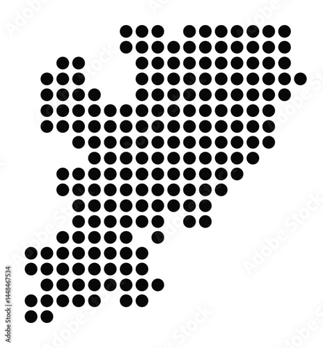 Symbol Map Of the City Saalfeld_Saale (Germany) showing the city with a pattern of just a few black dots