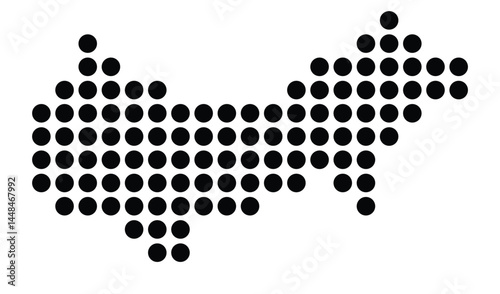 Symbol Map Of the City Siegburg (Germany) showing the city with a pattern of just a few black dots