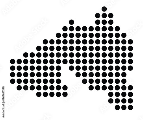 Symbol Map Of the City Unterschleißheim (Germany) showing the city with a pattern of just a few black dots