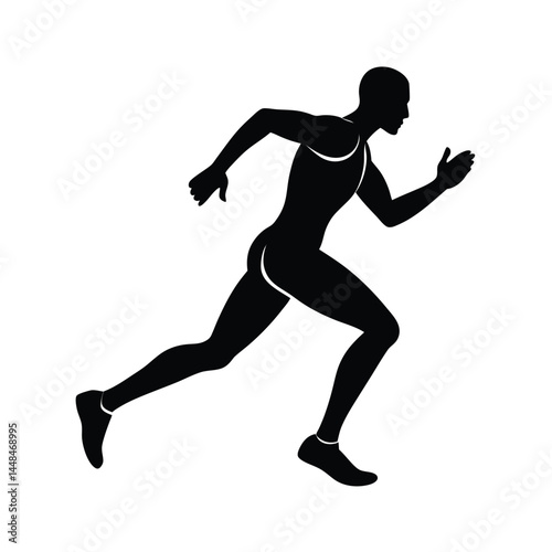 male runner mid stride forward motion silhouette