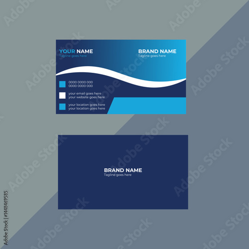 03modern Minimalist Business card design template.Clean professional double sided business card design.Vector illustration design. Horizontal layout7