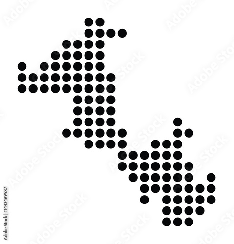 Symbol Map Of the City Zeitz (Germany) showing the city with a pattern of just a few black dots