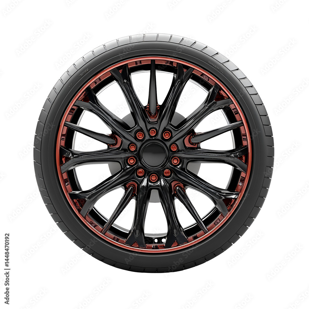 Obraz premium Black and Copper Alloy Wheel Design Automotive Luxury