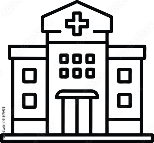 hospital building outline vector icon on white background