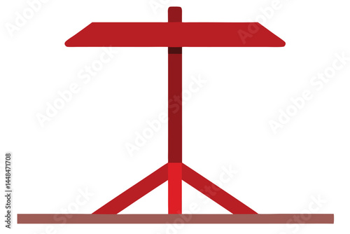 Minimalist Red Rack Structure with Broad Top and Stable Base Design