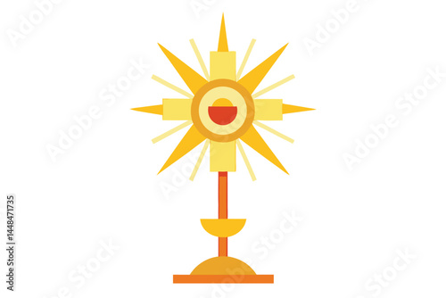 Vector graphic of a golden monstrance symbol against a white background