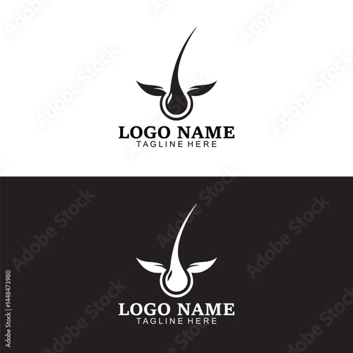 Elegant Hair Growth Logo with Leaf and Droplet Elements