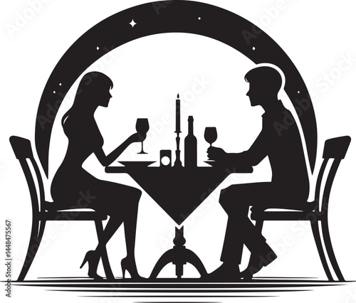  vector Couple sitting in restaurant 