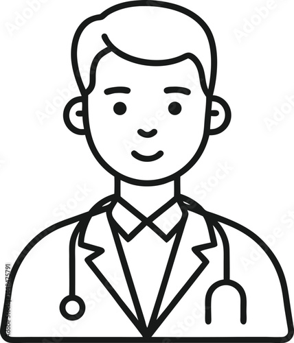 male doctor outline vector illustration on white background