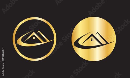 Luxury Golden Real Estate Logo Design – Premium House Icon