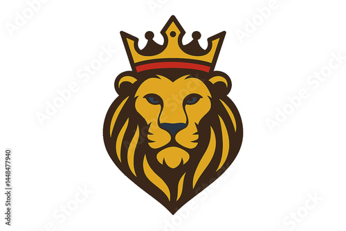 A luxurious lion logo template features an elegant design illustration of a lion's head with a crown, symbolizing elegance