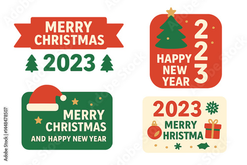 Vector illustrations of 2023 Merry Christmas and Happy New Year themes can be used for greeting cards, posters, banners, and backgrounds