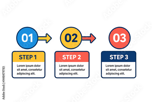 A business concept featuring a 3-step timeline infographic design element with various number options, suitable for workflow layouts, diagrams, annual reports, and web design, presented in a vector