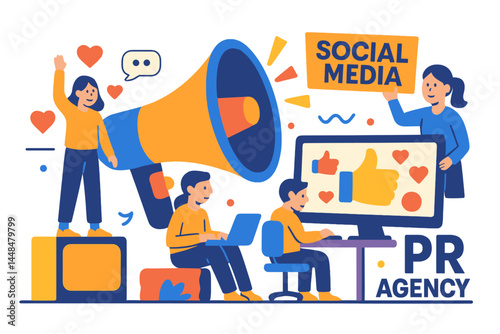 People utilize the Big Loudspeaker as a means of communication with their audience, and a PR agency team is responsible for social media promotion, which includes public relations, digital marketing