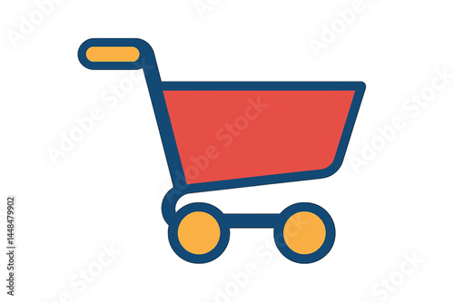Vector illustration of a shopping cart icon for internet stores and web shops to symbolize buying and logo signs