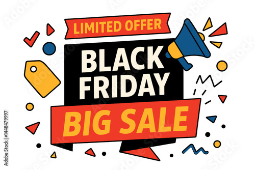 Black Friday, Big Sale, creative template on flat design’ is rephrased as ‘Big Sale on Black Friday with a creative flat design template