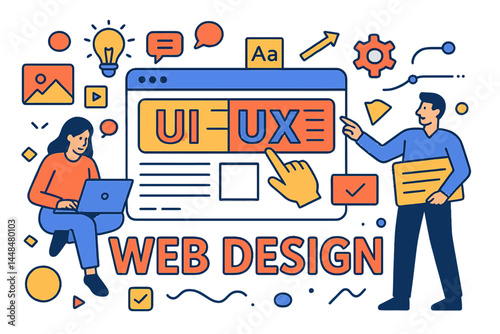 Designers are currently developing the design of a web page, which encompasses web design, User Interface, and User Experience content organization, as well as web design development concepts