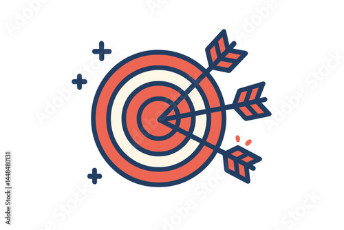 Vector icon goal represents arrows that successfully hit a target