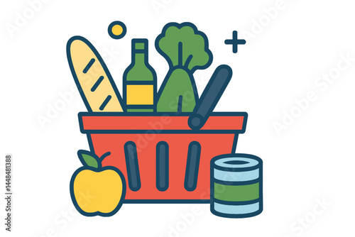 The grocery icon vector is a modern and simple symbol illustration for design purposes, also known as a grocery icon vector symbol illustration