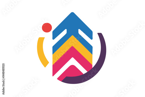 Upward abstract business arrow logo icon, a vector design template