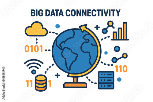 Infographic illustrating big data connectivity with a globe