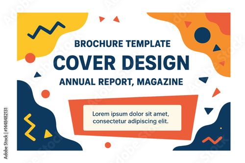 The layout of a brochure template, along with cover design for an annual report and magazine