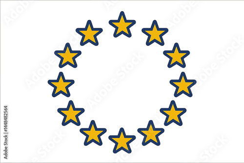 The EU's wreath of stars is depicted in isolation on a white background as a vector illustration in EPS10 format