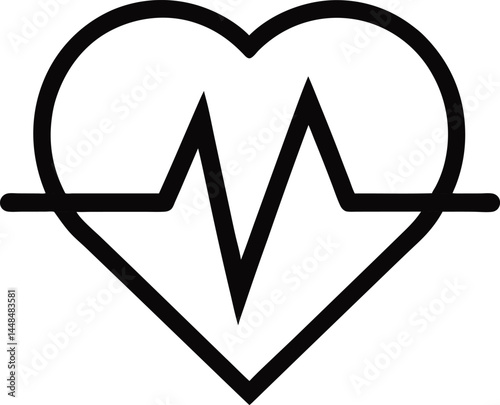 heartbeat Pulse outline icon on white background 