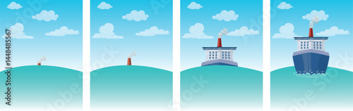 The world is round. Observational evidence for a spherical Earth. (an oncoming ship)
