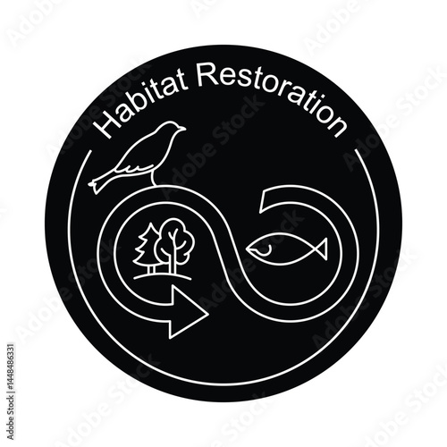 Ecosystem Recovery through Habitat Restoration Illustration.