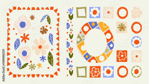 colorful floral frame illustration set  vintage st (1).eps