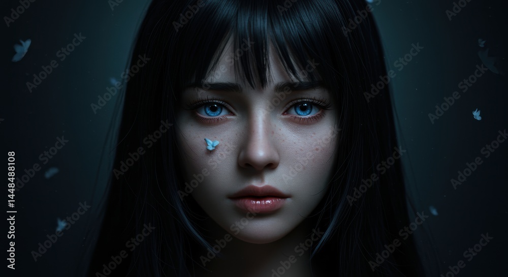 Stylized Face With Painted Dots Stylized Face With Painted Dots