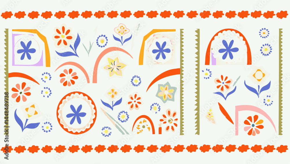 Obraz premium blue floral seamless pattern illustration vintage (2).eps